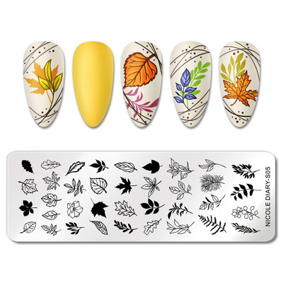 NICOLE NAPLÓ Virág virágos csíkos bélyegzőlemezek Geometria Mable Blooming Design Bélyegzés körmökhöz Nyomtatósablon stencil