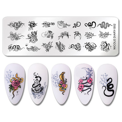 NICOLE NAPLÓ Etnikai stílusú Levelek Tervezés Bélyegzőlemezek Tömör vonalak Pontok Köröm bélyegzősablonok Virágnyomtatás Stencileszközök