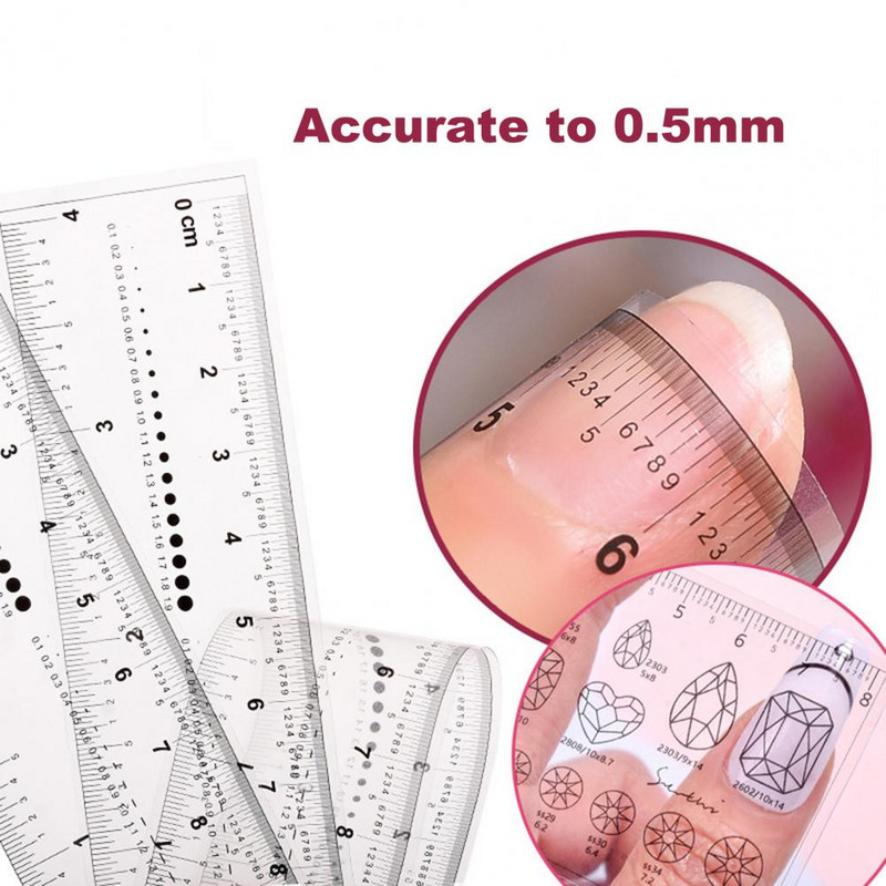 Ευέλικτο PVC για όλες τις χρήσεις Clear Ruler Fake Nails Εργαλεία μέτρησης για οικιακή χρήση