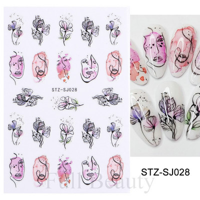 Χρυσές γραμμές ροζ κυμάτων τρισδιάστατα αυτοκόλλητα νυχιών Αυτοκόλλητα μεταφοράς στροβιλισμού ρίγες μπλε μάτια Κόλλα για μανικιούρ για μανικιούρ TRSTZ-SJ031