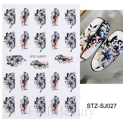 Χρυσές γραμμές ροζ κυμάτων τρισδιάστατα αυτοκόλλητα νυχιών Αυτοκόλλητα μεταφοράς στροβιλισμού ρίγες μπλε μάτια Κόλλα για μανικιούρ για μανικιούρ TRSTZ-SJ031