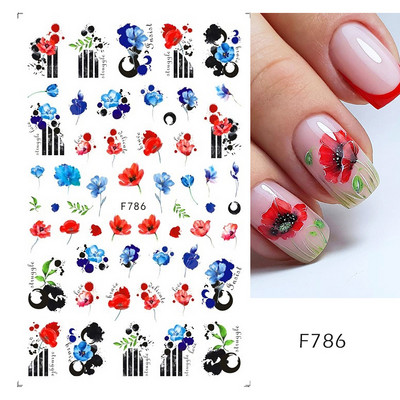 Χρυσές γραμμές ροζ κυμάτων τρισδιάστατα αυτοκόλλητα νυχιών Αυτοκόλλητα μεταφοράς στροβιλισμού ρίγες μπλε μάτια Κόλλα για μανικιούρ για μανικιούρ TRSTZ-SJ031