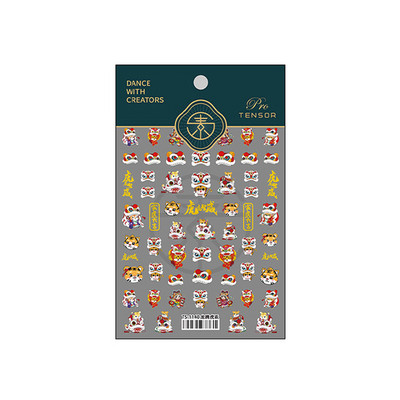 5D vörös kínai csomós lámpás hagyományos tervezés puha domborművek körömmatricák 3D öntapadó körömmatricák nagykereskedés