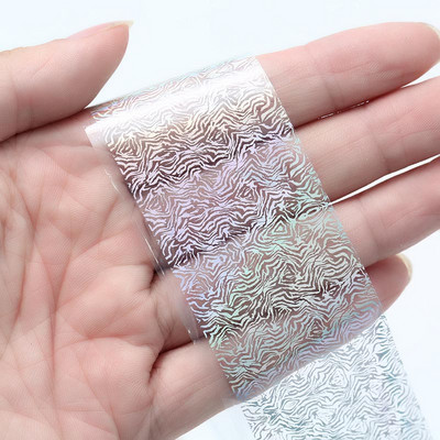 100x4cm/lap körömfólia Holografico lézerezüst virágos körömfólia teljes fedésű körömmatrica transzferfólia matrica művészeti barkácsolási tippekre