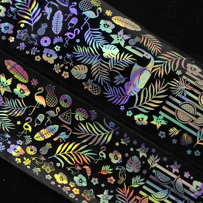 100x4cm/lap körömfólia Holografico lézerezüst virágos körömfólia teljes fedésű körömmatrica transzferfólia matrica művészeti barkácsolási tippekre