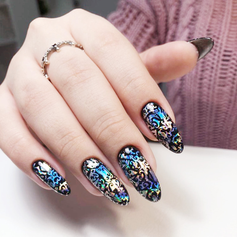 100x4cm/lap körömfólia Holografico lézerezüst virágos körömfólia teljes fedésű körömmatrica transzferfólia matrica művészeti barkácsolási tippekre