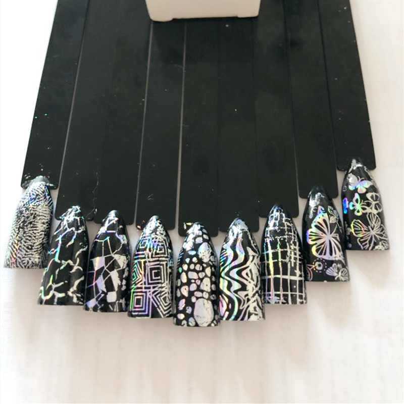100x4cm/lap körömfólia Holografico lézerezüst virágos körömfólia teljes fedésű körömmatrica transzferfólia matrica művészeti barkácsolási tippekre