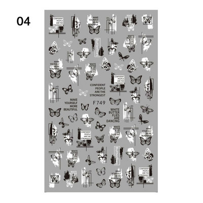 Harunouta Arany Virág Levelek Víz Matricák Csúszó vonalak Geometria Tavasz Nyári Körömdíszítés 3D matricák Barkács vízjelek