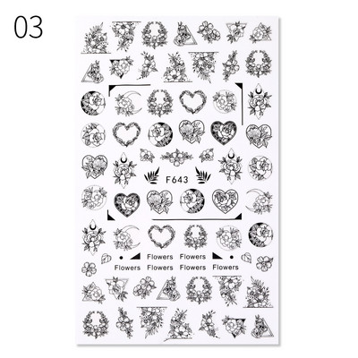 Harunouta Arany Virág Levelek Víz Matricák Csúszó vonalak Geometria Tavasz Nyári Körömdíszítés 3D matricák Barkács vízjelek