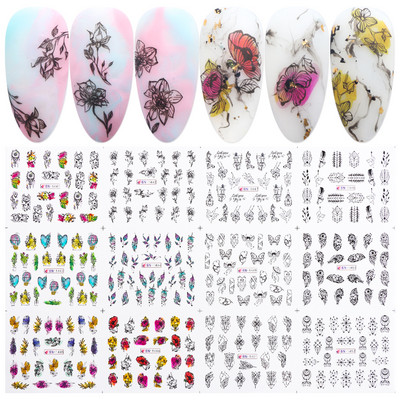 12db kaktusz víz matrica köröm matrica zöld növénylevél vízjel pelyhek csúszka tetoválás körömdíszítés LABN1261-1272-1