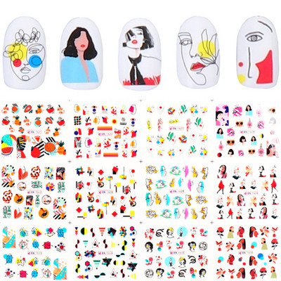 12db kaktusz víz matrica köröm matrica zöld növénylevél vízjel pelyhek csúszka tetoválás körömdíszítés LABN1261-1272-1