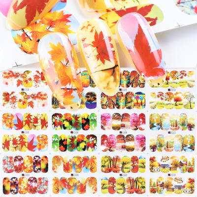 12db kaktusz víz matrica köröm matrica zöld növénylevél vízjel pelyhek csúszka tetoválás körömdíszítés LABN1261-1272-1