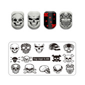 Skull Nail Art Stamping Plate Lovers Lovers Image Stamp Plate Pattern Pattern Nail Template Cake Image Εργαλείο μανικιούρ DIY