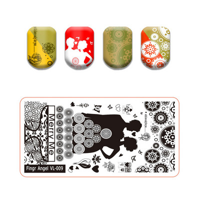 Skull Nail Art Stamping Plate Lovers Lovers Image Stamp Plate Pattern Pattern Nail Template Cake Image Εργαλείο μανικιούρ DIY