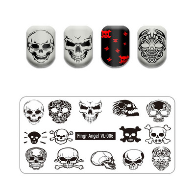 Skull Nail Art Stamping Plate Lovers Lovers Image Stamp Plate Pattern Pattern Nail Template Cake Image Εργαλείο μανικιούρ DIY