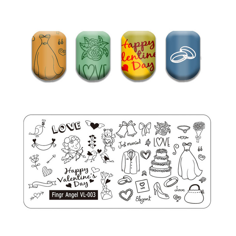 Skull Nail Art Stamping Plate Lovers Lovers Image Stamp Plate Pattern Pattern Nail Template Cake Image Εργαλείο μανικιούρ DIY