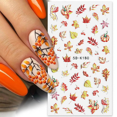 5D körömmatricák dombornyomott virágos levelek tervezés öntapadó csúszka matricák nyári 3D arany körömpapír manikűr tippek dekoráció