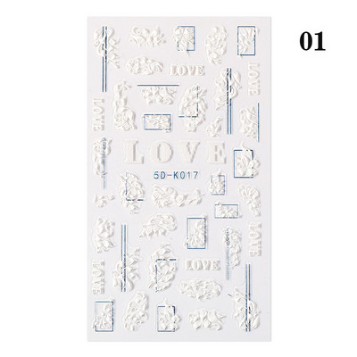 5D körömmatricák dombornyomott virágos levelek tervezés öntapadó csúszka matricák nyári 3D arany körömpapír manikűr tippek dekoráció