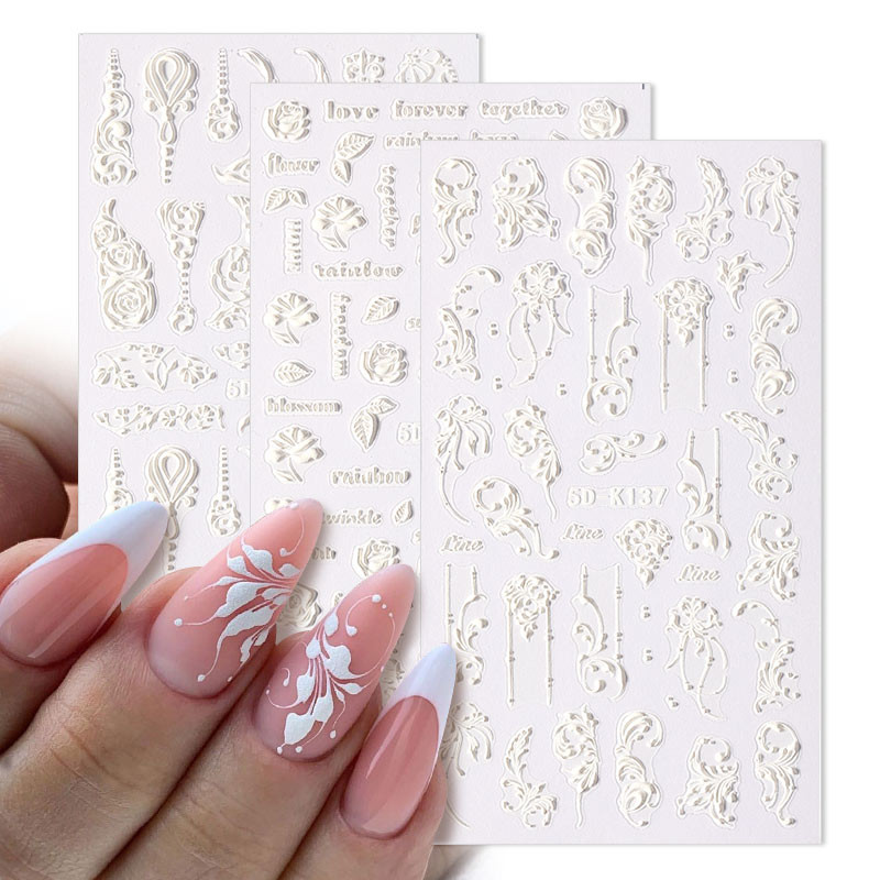 5D körömmatricák dombornyomott virágos levelek tervezés öntapadó csúszka matricák nyári 3D arany körömpapír manikűr tippek dekoráció