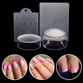 DIY Nail Art Kiegészítők Manikűr szerszámkészlet Polish Print Transfer Szilikon körömbélyegző sablon műanyag kaparóval