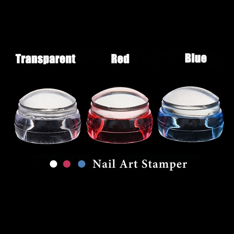 DIY Nail Art Kiegészítők Manikűr szerszámkészlet Polish Print Transfer Szilikon körömbélyegző sablon műanyag kaparóval