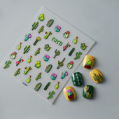 Kaktusz növények 5D köröm matricák transzfer matricák csúszkák Öntapadó manikűr dekor