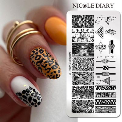 NICOLE NAPLÓ Körömbélyegző lemezek Tigris Zebra Leopard nyomat Állatkép Rozsdamentes acél stencil Nail Art bélyegsablon textúra