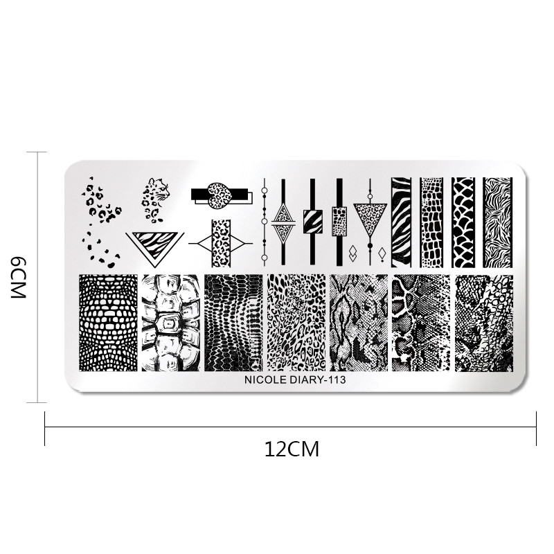 NICOLE NAPLÓ Körömbélyegző lemezek Tigris Zebra Leopard nyomat Állatkép Rozsdamentes acél stencil Nail Art bélyegsablon textúra