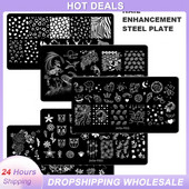 1 db Nail Art Sablonok Szilikon Bélyegző Pecsét Nyomtatás Acéllemez Virág Geometria Transzfer Köröm Bélyegző Lemezek Köröm Design