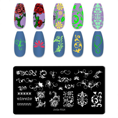 1 db Nail Art Sablonok Szilikon Bélyegző Pecsét Nyomtatás Acéllemez Virág Geometria Transzfer Köröm Bélyegző Lemezek Köröm Design