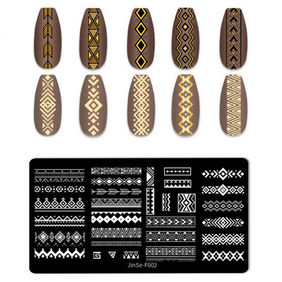 1 db Nail Art Sablonok Szilikon Bélyegző Pecsét Nyomtatás Acéllemez Virág Geometria Transzfer Köröm Bélyegző Lemezek Köröm Design