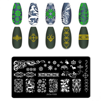 1 db Nail Art Sablonok Szilikon Bélyegző Pecsét Nyomtatás Acéllemez Virág Geometria Transzfer Köröm Bélyegző Lemezek Köröm Design