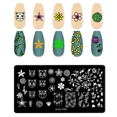 1 db Nail Art Sablonok Szilikon Bélyegző Pecsét Nyomtatás Acéllemez Virág Geometria Transzfer Köröm Bélyegző Lemezek Köröm Design