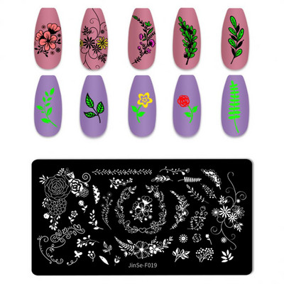 1 db Nail Art Sablonok Szilikon Bélyegző Pecsét Nyomtatás Acéllemez Virág Geometria Transzfer Köröm Bélyegző Lemezek Köröm Design