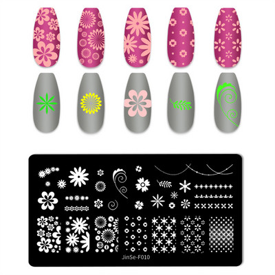 1 db Nail Art Sablonok Szilikon Bélyegző Pecsét Nyomtatás Acéllemez Virág Geometria Transzfer Köröm Bélyegző Lemezek Köröm Design