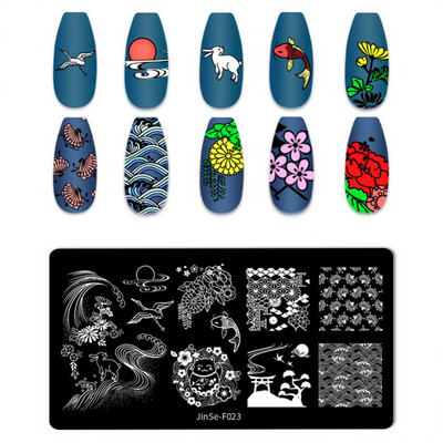 1 db Nail Art Sablonok Szilikon Bélyegző Pecsét Nyomtatás Acéllemez Virág Geometria Transzfer Köröm Bélyegző Lemezek Köröm Design