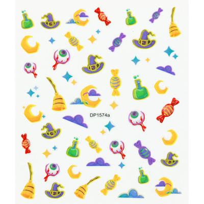 Fluoreszcens 3D körömmatricák Világító Halloween Pumpkin Pókcsillag Hold DIY Körömmatricák Sötétben Ragyog Nail Art Dekoráció