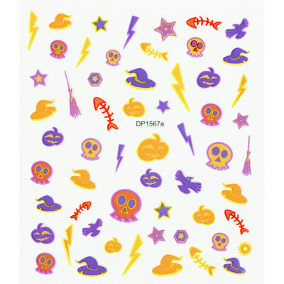 Fluoreszcens 3D körömmatricák Világító Halloween Pumpkin Pókcsillag Hold DIY Körömmatricák Sötétben Ragyog Nail Art Dekoráció