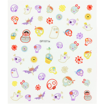 Fluoreszcens 3D körömmatricák Világító Halloween Pumpkin Pókcsillag Hold DIY Körömmatricák Sötétben Ragyog Nail Art Dekoráció