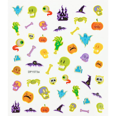 Fluoreszcens 3D körömmatricák Világító Halloween Pumpkin Pókcsillag Hold DIY Körömmatricák Sötétben Ragyog Nail Art Dekoráció