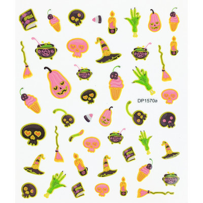 Fluoreszcens 3D körömmatricák Világító Halloween Pumpkin Pókcsillag Hold DIY Körömmatricák Sötétben Ragyog Nail Art Dekoráció