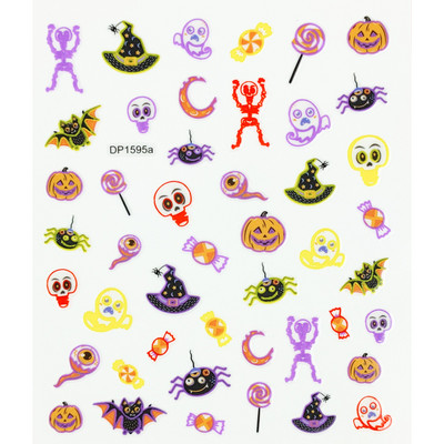 Fluoreszcens 3D körömmatricák Világító Halloween Pumpkin Pókcsillag Hold DIY Körömmatricák Sötétben Ragyog Nail Art Dekoráció