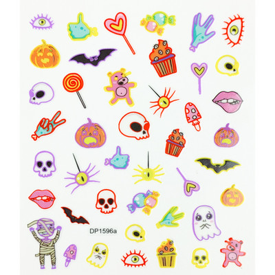 Fluoreszcens 3D körömmatricák Világító Halloween Pumpkin Pókcsillag Hold DIY Körömmatricák Sötétben Ragyog Nail Art Dekoráció