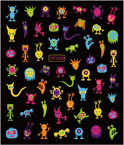 Fluoreszcens 3D körömmatricák Világító Halloween Pumpkin Pókcsillag Hold DIY Körömmatricák Sötétben Ragyog Nail Art Dekoráció