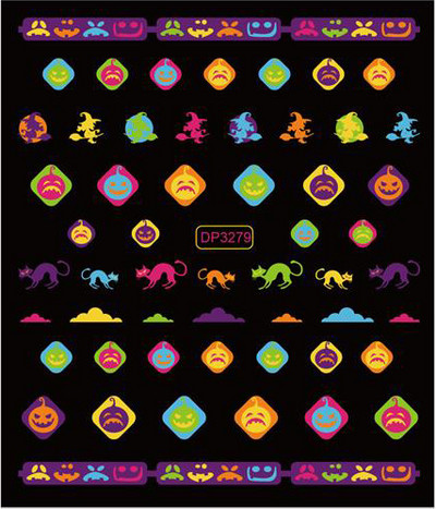 Fluoreszcens 3D körömmatricák Világító Halloween Pumpkin Pókcsillag Hold DIY Körömmatricák Sötétben Ragyog Nail Art Dekoráció