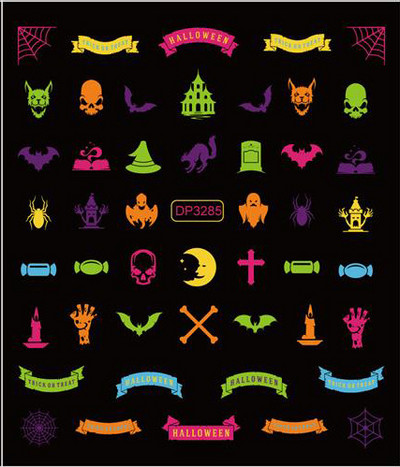 Fluoreszcens 3D körömmatricák Világító Halloween Pumpkin Pókcsillag Hold DIY Körömmatricák Sötétben Ragyog Nail Art Dekoráció