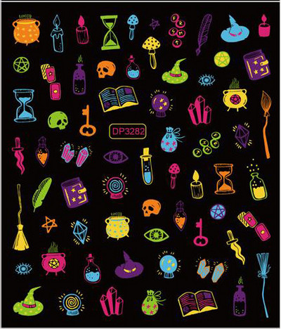 Fluoreszcens 3D körömmatricák Világító Halloween Pumpkin Pókcsillag Hold DIY Körömmatricák Sötétben Ragyog Nail Art Dekoráció