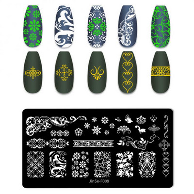 Köröm bélyegző lemezek Vonalak Sablonlemez Forma Bélyegző Lemezek Körömdíszítő film Stencilek Sablonok Köröm Bélyegző Körömdíszítő eszközök
