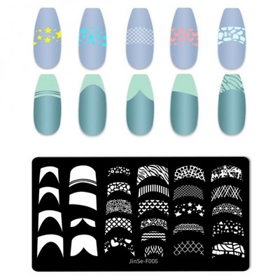 Köröm bélyegző lemezek Vonalak Sablonlemez Forma Bélyegző Lemezek Körömdíszítő film Stencilek Sablonok Köröm Bélyegző Körömdíszítő eszközök