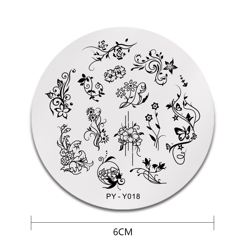 PICT YOU Körömbélyegző lemezek Virágminták Körömdíszítés Bélyegző Design köröm képlemezhez Rozsdamentes acél stencileszközök PY-Y018